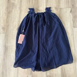 NWT Stacees Dark Navy Formal Cocktail Wedding Dress Size 7 Kids Youth